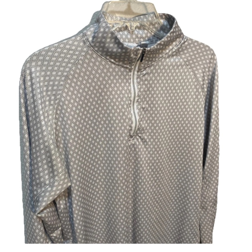 Lady Hagen 1/4 Zip Pullover LG Grey Geometric Lightweight Pickleball Golf Tennis